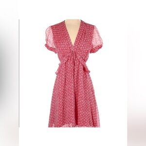 The kooples red floral puff sleeve short dress